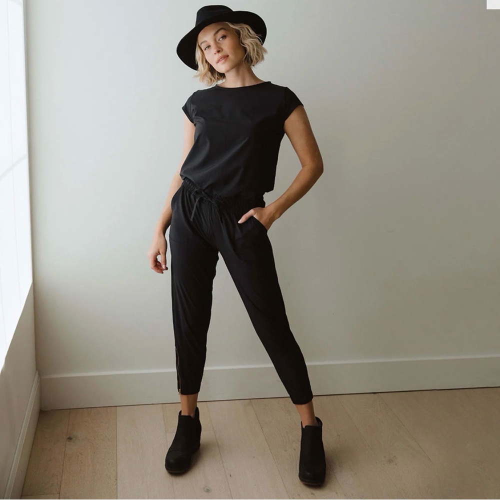 Albion Black Jumpsuit with Short Sleeves